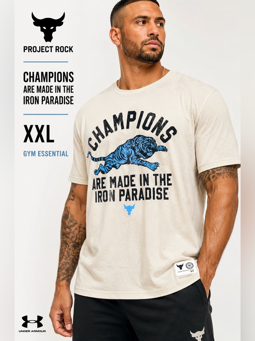 Under Armour Project Rock Champions Are Made In The Iron Paradise Graphic XXL